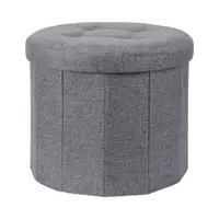 Taburet pliabil rotund cu spațiu de depozitare - Storage Solutions®, tip cutie, culoare gri, 45x45x39 cm