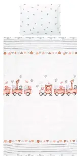 Set lenjerie pat 3 piese bumbac Ranforce Cosy, Lorelli, Train Grey