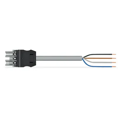 pre-assembled connecting cable; Eca; Socket/open-ended; 4-pole; Cod. B; Control cable 4 x 1.5 mm²; 3 m; 1,50 mm²; gray