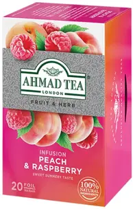 Ceai de fructe Peach & Raspberry, 20 pliculețe, Ahmad Tea