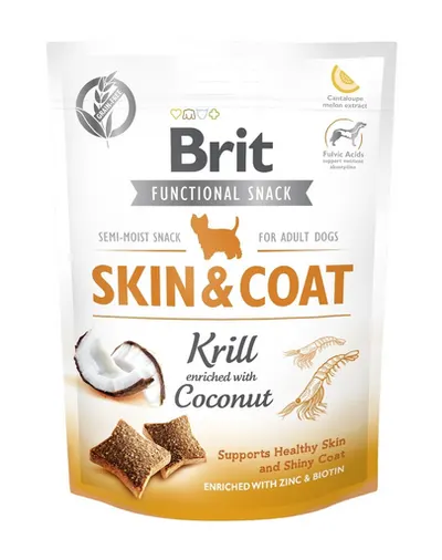 BRIT Care Dog Functional Snack Skin&Coat recompense moi pentru caini, krill si cocos 150 g
