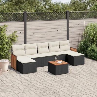 Gossi set mobilier de gradina cu perne, 8 piese, negru, poliratan