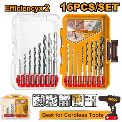 Set Burghie Multifunctionale 16buc Industrial Hex Shank pentru Metal Zidarie Lemn 2-10mm AKDL11608 – set burghie universal profesionale