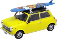 Mașină metalică Welly Nex - Mini Cooper 1300, cu placă de surf, galbenă, 1:24