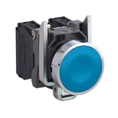 Buton Complet incastrat Albastru Ø22, Revenire cu Arc, 1No, Nemarcat