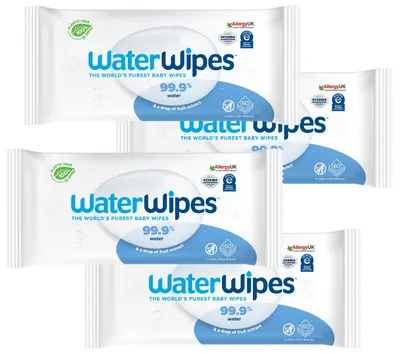 Șervețele umede de curățat pentru bebeluși Water Wipes Baby - Quattro, 4 х 60 buc