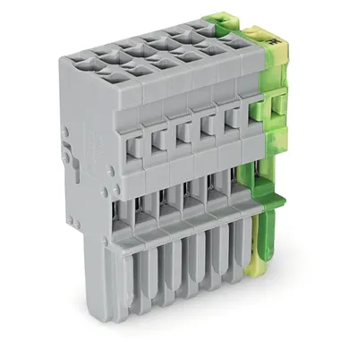 1-conductor female plug; 4 mm²; 7-pole; 4,00 mm²; gray, green-yellow