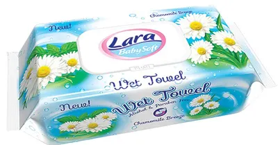 Șervețele umede cu capac Lara Baby Soft - Mușețel, 80 buc