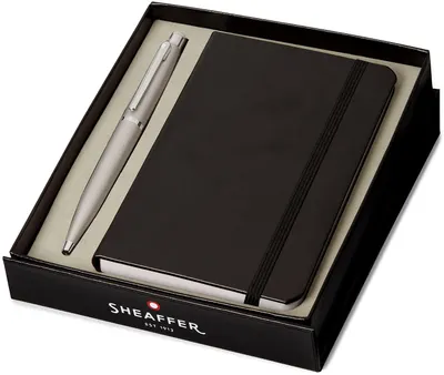 Set de pixuri Sheaffer VFM - Strobe Silver, cu un caiet