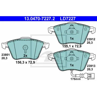 Set placute frana, frana disc ATE 13.0470-7227.2