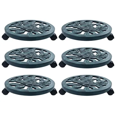 vidaXL Suporturi de plante cu role, 6 buc., verde, 38 cm, plastic