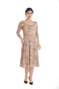 Rochie semiclos CP24028 corai/grej jungle, Cesy | marimea M