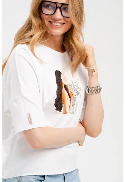 Bluza cu imprimeu grafic din bumbac