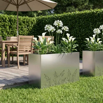 vidaXL Vază pentru Grădină Argintiu 80 x 20 x 49 cm Oțel Galvanizat