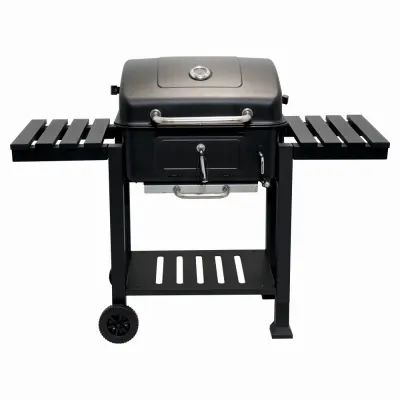 Gratar pe carbuni KLUGMEISTER FT01-017, material otel (husa inclusa), cu tava pentru cenusa, capac si roti de deplasare, suprafata gatire 54x43 cm