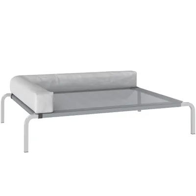 PawHut Pat Ridicat cu Pernă Detasabilă, Plasa Ventilată, Talie Medie, Gri Deschis | Aosom Romania