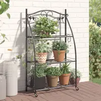 vidaXL Suport pentru flori, negru, 56x30x96 cm, oțel