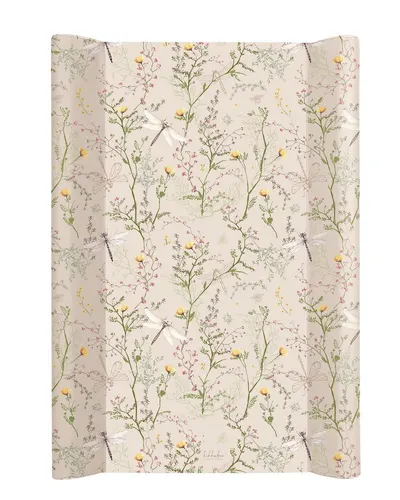 Saltea infasat soft cu suprafata impermeabila KikkaBoo 70x50cm Secret Garden Beige,curatare usoara,contur lateral inalt pentru siguranta suplimentara