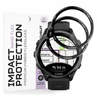 Folie Protectie Techsuit Nano Flex pentru Garmin Forerunner 570 47mm / 970, Set 2 bucati, Plastic, Neagra