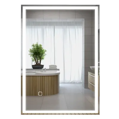 HOMCOM Oglinzi de baie, oglindă pentru baie cu LED-uri cu comutator tactil, Alb | Aosom Romania