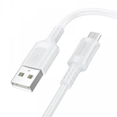 Cablu Date si Incarcare USB-A - microUSB Borofone BX111 Feliz, 18W, 1m, Alb