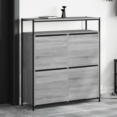 vidaXL Pantofar cu 4 sertare rabatabile, gri sonoma, 100x34x112 cm