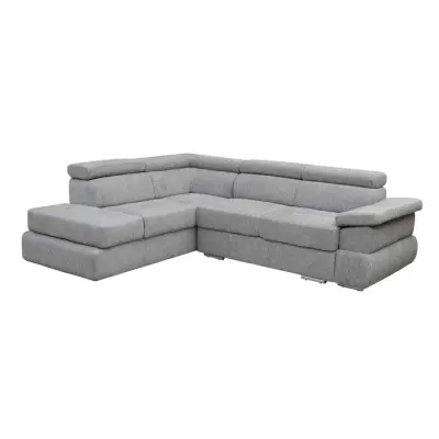 Coltar extensibil TIVOLI 2S3, cu arcuri si lada depozitare, tetiere rabatabile, colt stanga, gri, 285x225x90 cm