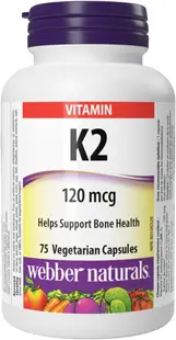 Vitamin K2, 120 mcg, 75 capsule, Webber Naturals