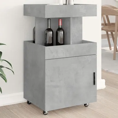 vidaXL Cărucior de bar, gri beton, 50x41x89 cm, lemn prelucrat