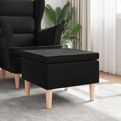 vidaXL Scaun cu picioare din lemn, negru, material textil