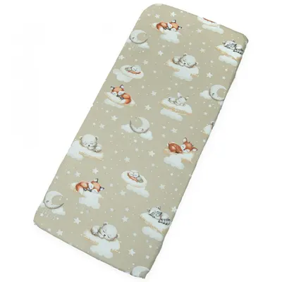 Cearceaf cu banda elastica pentru pat copii Kerstin Sleepy Friends, din 100 bumbac, pentru saltea 90 x 50 cm