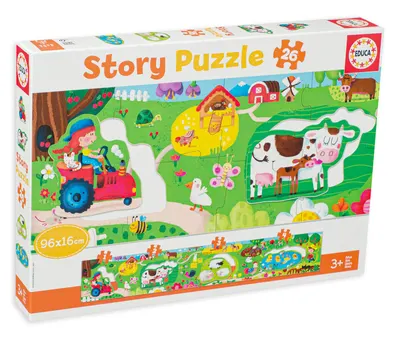 Puzzle panoramic Educa din 26 de piese - Animalele de la fermă