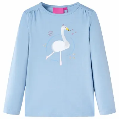 Tricou copii cu mâneci lungi, albastru deschis, 140
