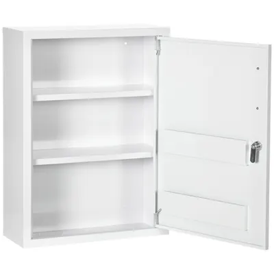 Kleankin Dulăpior de Medicamente cu 2 Rafturi și 2 Chei de Siguranță, 40x15x53,5 cm, Alb | Aosom Romania