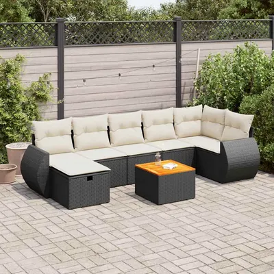 Gossi set mobilier de gradina cu perne, 8 piese, negru, poliratan