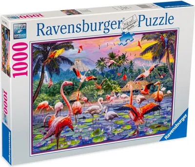 Puzzle Ravensburger din 1000 de piese - Flamingo roz