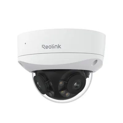Camera supraveghere IP Dome cu lentila duala Reolink Duo 3V P757, 8+8 MP, 2.8 mm, IR 30 m, 180 grade, microfon si difuzor, night vision color, detectie om/vehicul/animal, timelapse, slot card, sirena, IP67, PoE