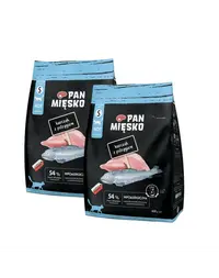 PAN MIĘSKO Hrană uscată pentru pisici pui cu păstrăv S 2x400 g