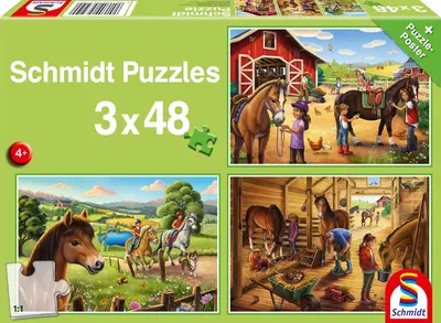 Puzzle pentru copii Schmidt din 3 x 48 piese - Caii mei preferați
