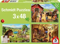 Puzzle pentru copii Schmidt din 3 x 48 piese - Caii mei preferați
