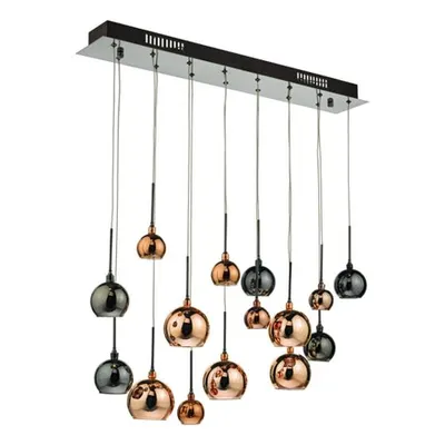 Lampa suspendata Aurelia 15lt Bar Pendant Black Chrome & Copper/Bronze Glass