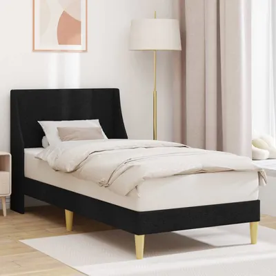 vidaXL Cadru de pat Simplu cu headboard Negru 100 x 200 cm țesătură