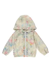 Geaca impermeabila cu volan - Rainbow - Multicolor - pentru fetite - Alb
