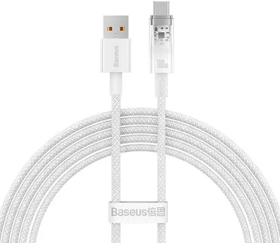 Cablu Baseus - Explorer CATS010502, USB-A/USB-C, 2 m, alb