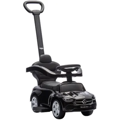 AIYAPLAY Premergător pentru copii Mercedes-Benz sub licență, mașină de împins cu mâner detașabil, 91 x 40 x 83 cm, negru | Aosom Romania