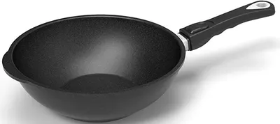 Tigaie wok AMT - Gastroguss, 26 cm, plită cu inducție, negru