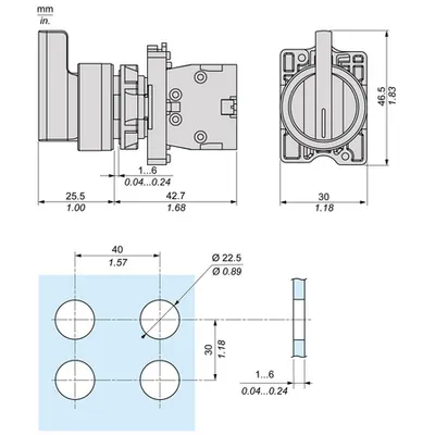 Selector, maner lung 3 pozitii, stai pe loc, 2NO