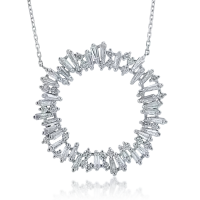 Lant cu pandantiv din aur alb cu diamante baguette de 0.217ct