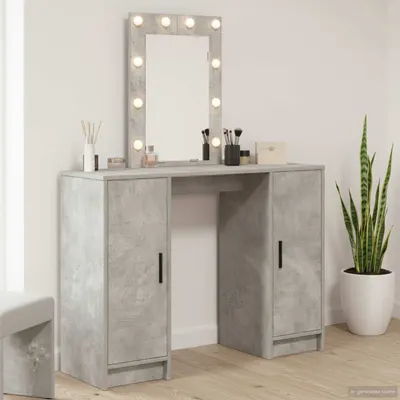 vidaXL Masă de Machiaj Gri deschis 102 x 33 x 135 cm Lemn prelucrat