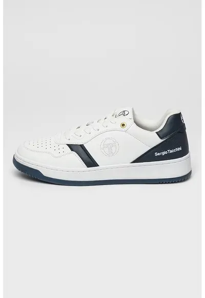 Pantofi sport din piele ecologica cu perforatii Tropea - Alb optic/Bleumarin